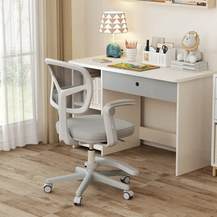 Kids Desk Chair Children Study Chair with Adjustable Height Armrest and Footrest-Grey - Gray - Kids Chairs & Seating