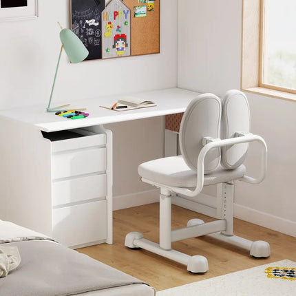 Kids Desk Chair Children Study Chair with Double Back Support and Adjustable Height-Gray - Gray - Kids Chairs & Seating
