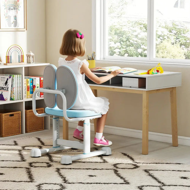 Kids Desk Chair Children Study Chair with Double Back Support and Adjustable Height-Blue - Blue - Kids Chairs & Seating