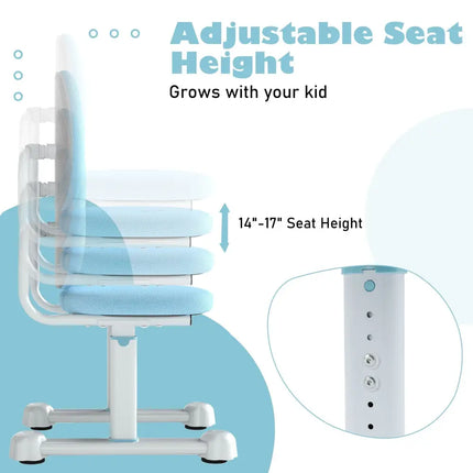 Kids Desk Chair Children Study Chair with Double Back Support and Adjustable Height-Blue - Blue - Kids Chairs & Seating
