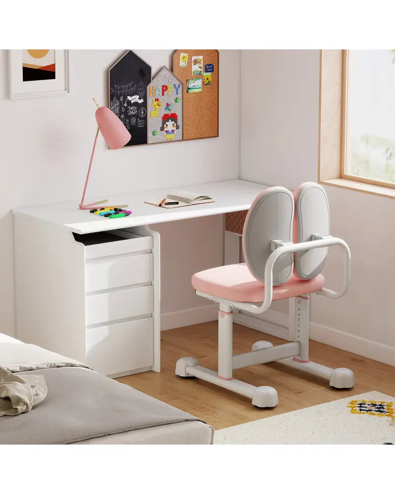 Kids Desk Chair Children Study Chair with Double Back Support and Adjustable Height-Pink - Pink - Kids Chairs & Seating