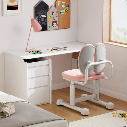 Kids Desk Chair Children Study Chair with Double Back Support and Adjustable Height-Pink - Pink - Kids Chairs & Seating