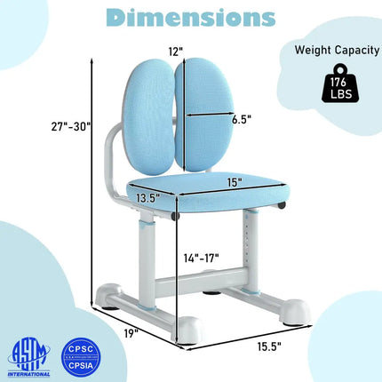 Kids Desk Chair Children Study Chair with Double Back Support and Adjustable Height-Blue - Blue - Kids Chairs & Seating