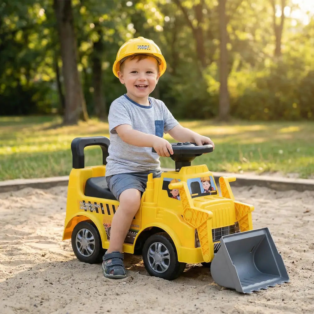 Kids Digger Ride on Truck with Shovel and Under-Seat Compartment - Push & Pedal Ride On Toys