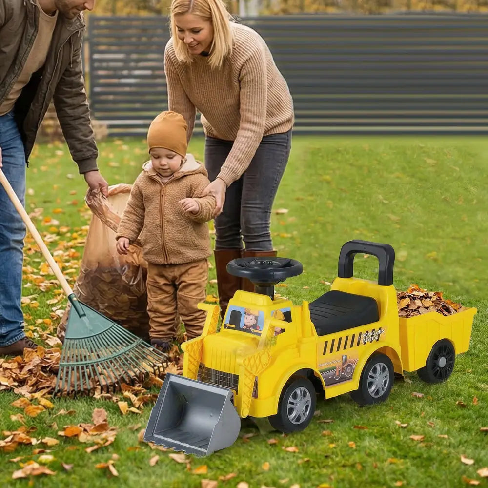 Kids Digger Ride on Truck with Shovel and Under-Seat Compartment - Push & Pedal Ride On Toys