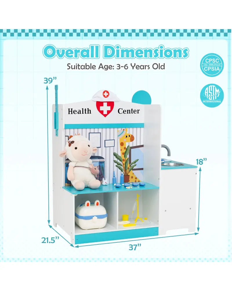 Kids Doctor Play Set with Adjustable Height Bar-Blue - Blue - Play Kitchen Sets
