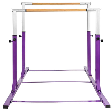 Kids Double Horizontal Bars Gymnastic Training Parallel Bars Adjustable-Purple - Purple - Toy Sports