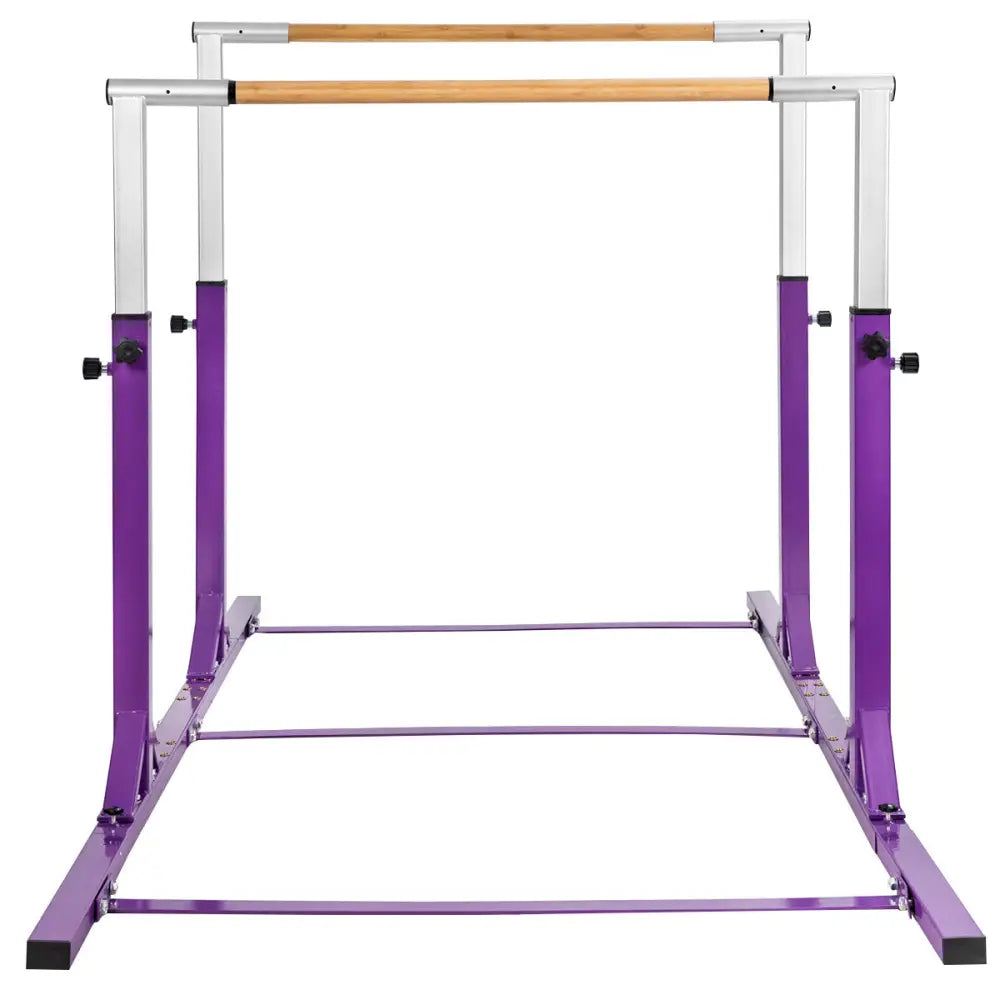 Kids Double Horizontal Bars Gymnastic Training Parallel Bars Adjustable-Purple - Purple - Toy Sports