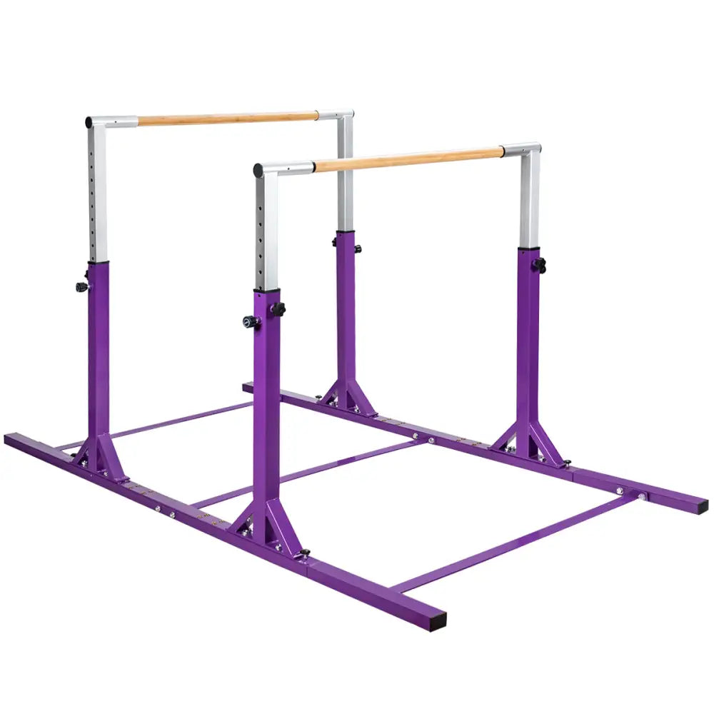 Kids Double Horizontal Bars Gymnastic Training Parallel Bars Adjustable-Purple - Purple - Toy Sports