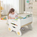 Kids Drawing Table and Chair Set with Watercolor Pens and Blackboard Eraser-Brown - Brown - Kids Table & Chair Sets