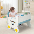 Kids Drawing Table and Chair Set with Watercolor Pens and Blackboard Eraser-Blue - Blue - Kids Table & Chair Sets