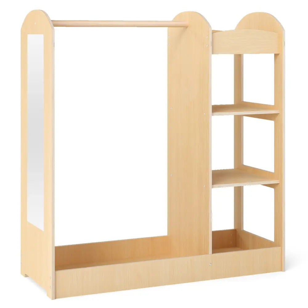 Kids Dress Up Storage with Mirror-Natural - Natural - Kids Storage