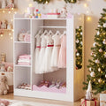 Kids Dress Up Storage with Mirrors and Hanging Rack and Shelves for Bedroom-Red - White & Pink - Kids Storage