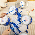Kids Drum Set Educational Percussion Musical Instrument Toy with Bass Drum-Blue - Blue - Musical Toys