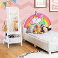 Kids Full Length Mirror 360 Degree Rotatable Dressing Mirror with Storage Bin-White - White - Kids Vanities