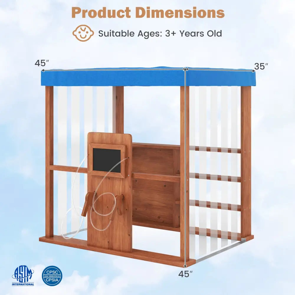 Kids Gas Station Playhouse with Gas Refueling Guns for Aged 3+-Brown - Brown - Play Tents & Playhouse