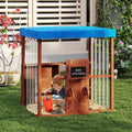 Kids Gas Station Playhouse with Gas Refueling Guns for Aged 3+-Brown - Brown - Play Tents & Playhouse