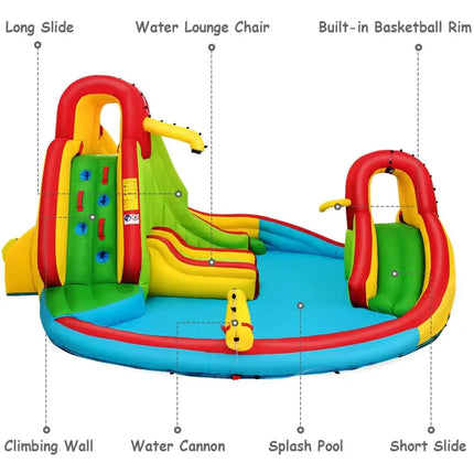 Kids Gift Inflatable Water Slide Bounce Park with 480 W Blower - Yellow - Inflatable Water Slides