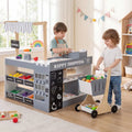 Kids Grocery Store Playset Wooden Pretend Play Supermarket with Shopping Cart-Gray - Gray - Play Tents & Playhouse
