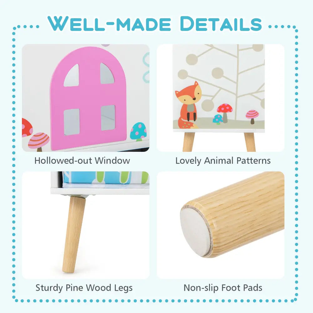 Kids House-shaped Bookshelf with 2 Storage Bins for Kids Room Playroom-White - White - Kids Storage