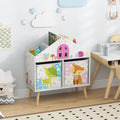 Kids House-shaped Bookshelf with 2 Storage Bins for Kids Room Playroom-White - White - Kids Storage
