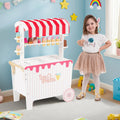 Kids Ice Cream Cart Playset with Display Rack and Accessories-Red - Red - Play Kitchen Sets