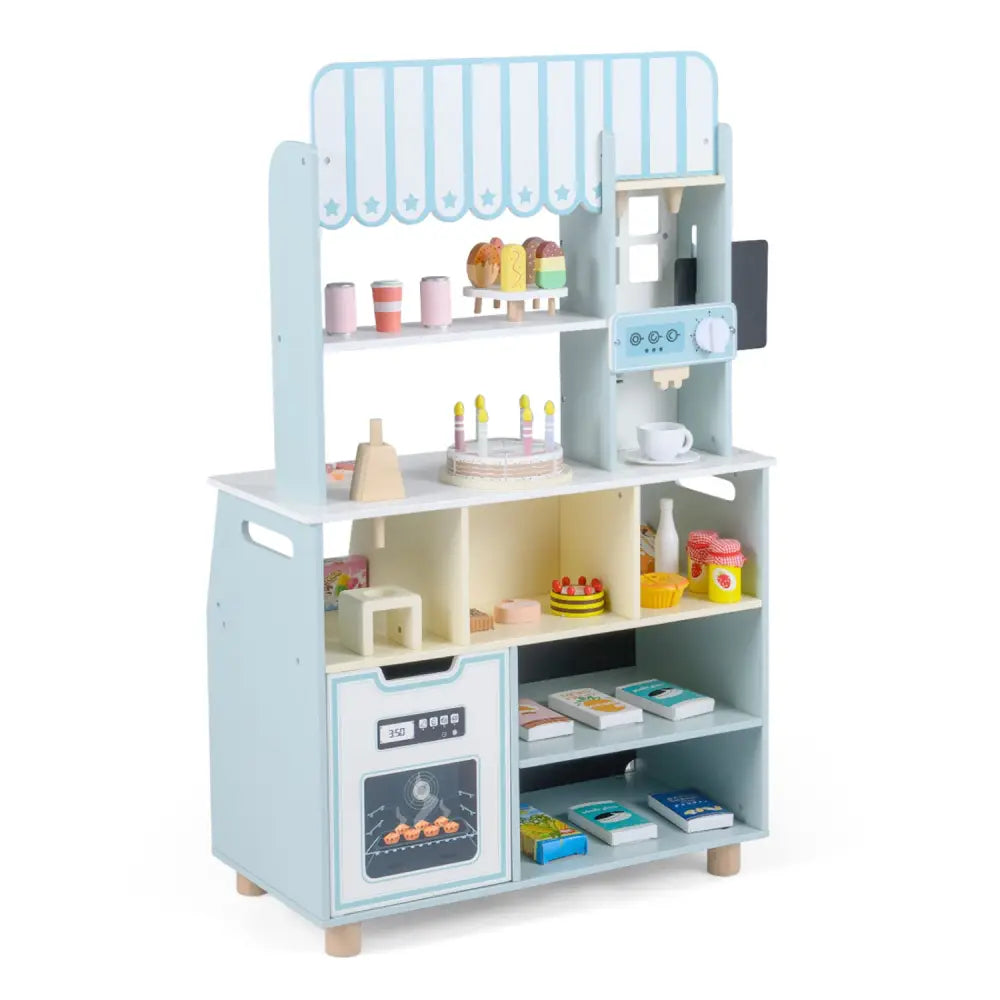 Kids Ice Cream Shop with 27 Accessories and Ice Cream Machine for Ages 3+-Blue - Blue - Play Kitchen Sets