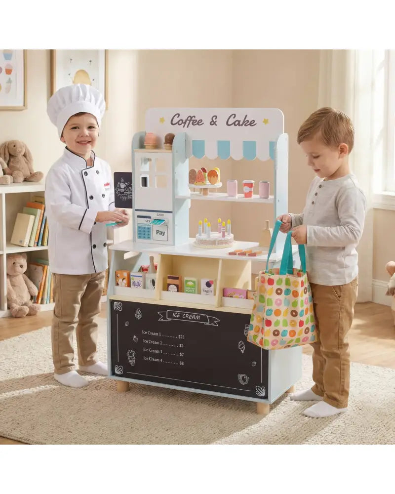 Kids Ice Cream Shop with 27 Accessories and Ice Cream Machine for Ages 3+-Blue - Blue - Play Kitchen Sets