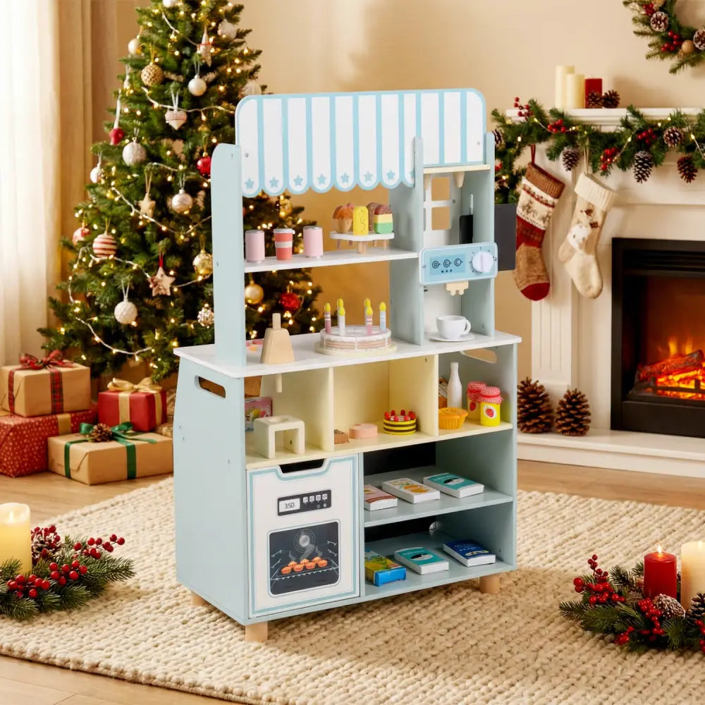 Kids Ice Cream Shop with 27 Accessories and Ice Cream Machine for Ages 3+-Blue - Blue - Play Kitchen Sets