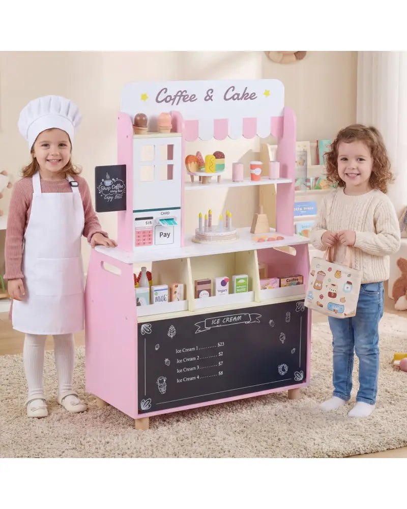 Kids Ice Cream Shop with 27 Accessories and Ice Cream Machine for Ages 3+-Pink - Pink - Play Kitchen Sets
