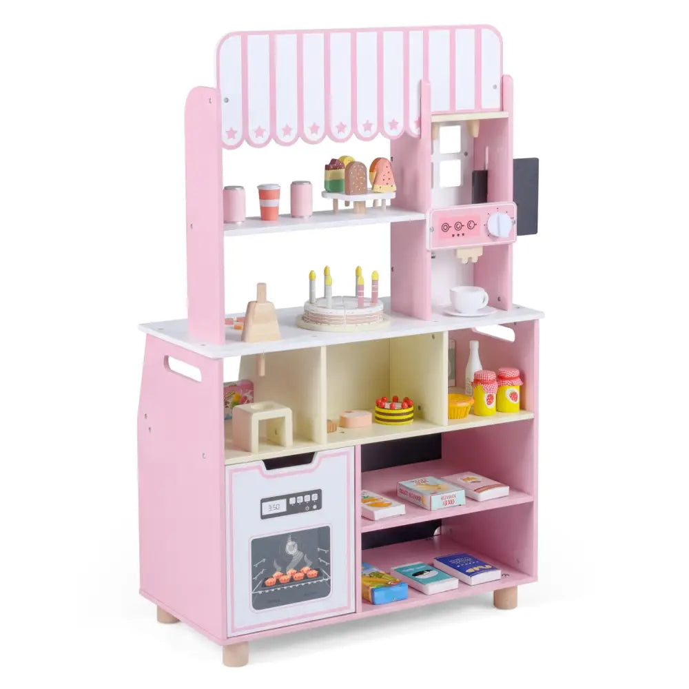 Kids Ice Cream Shop with 27 Accessories and Ice Cream Machine for Ages 3+-Pink - Pink - Play Kitchen Sets