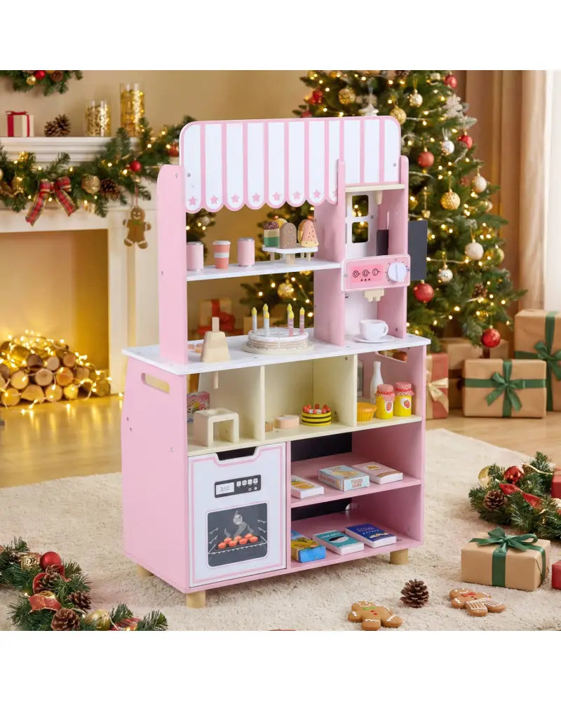 Kids Ice Cream Shop with 27 Accessories and Ice Cream Machine for Ages 3+-Pink - Pink - Play Kitchen Sets