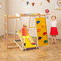 Kids Indoor Playground 6-in-1 Jungle Gym for 3-14 Years Olds-Rainbow - Multicolor - Climbers & Slides