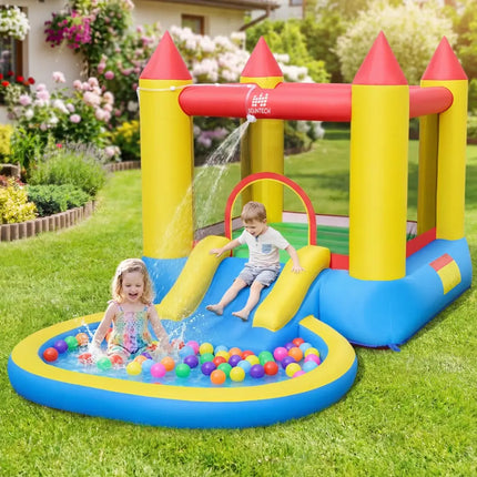 Kids Inflatable Bounce House Castle with Balls Pool and Bag - Multicolor - Inflatable Water Slides