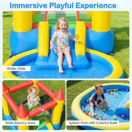 Kids Inflatable Bounce House Castle with Balls Pool and Bag - Multicolor - Inflatable Water Slides