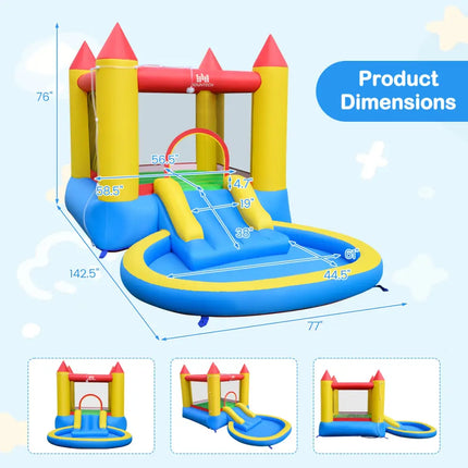 Kids Inflatable Bounce House Castle with Balls Pool and Bag - Multicolor - Inflatable Water Slides