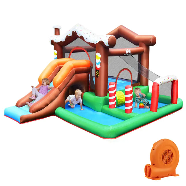 Kids Inflatable Bounce House Jumping Castle Slide Climber Bouncer with 550W Blower - Multicolor - Inflatable Water