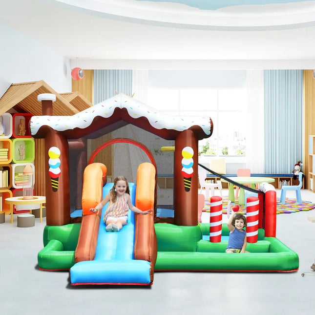 Kids Inflatable Bounce House Jumping Castle Slide Climber Bouncer Without Blower - Bounce House