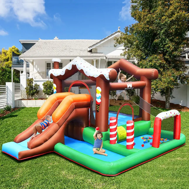 Kids Inflatable Bounce House Jumping Castle Slide Climber Bouncer Without Blower - Bounce House