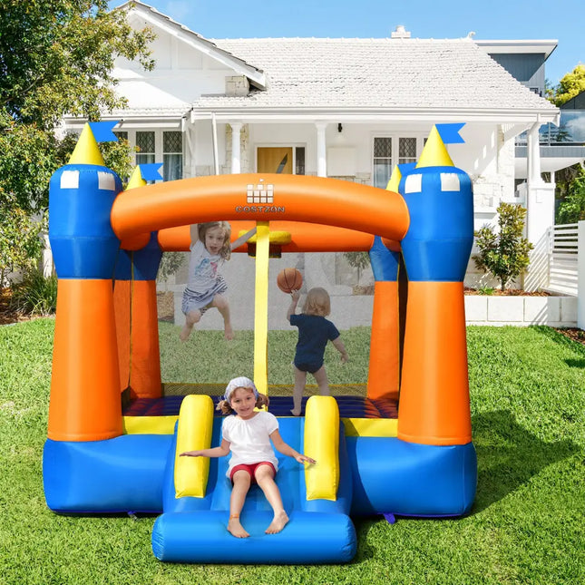 Kids Inflatable Bounce House Magic Castle with Large Jumping Area with 735W Blower - Multicolor - Bounce House