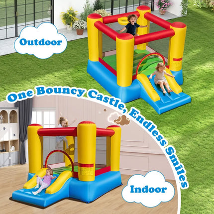 Kids Inflatable Bounce House with Slide and 550W blower - Yellow - Bounce House