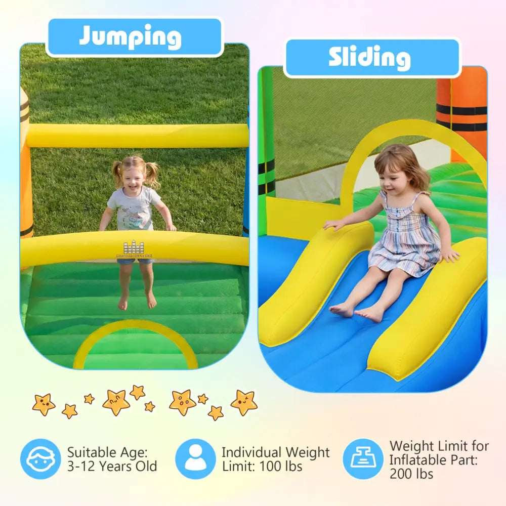 Kids Inflatable Bounce House with Slide and Ocean Balls Not Included Blower - Bounce House