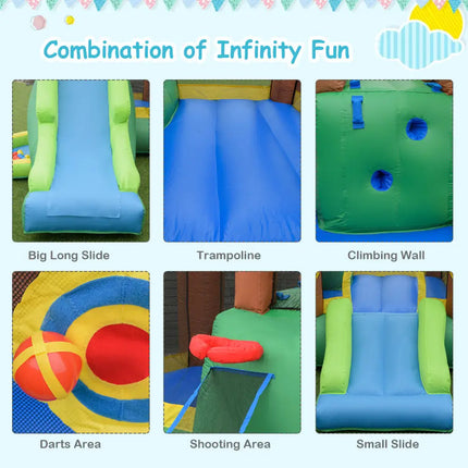 Kids Inflatable Jungle Bounce House Castle with 680W Blower - Bounce House