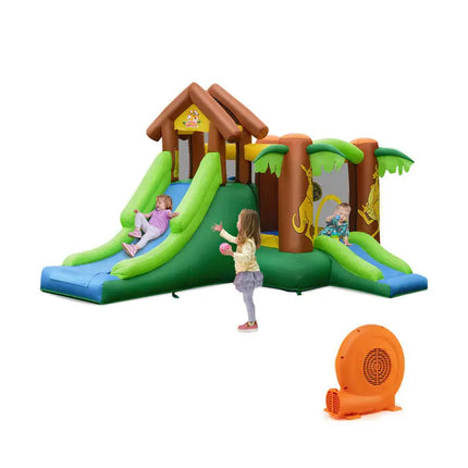 Kids Inflatable Jungle Bounce House Castle with 680W Blower - Bounce House