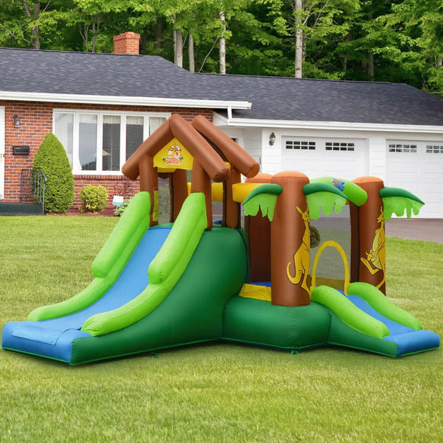 Kids Inflatable Jungle Bounce House Castle with 735W Blower - Bounce House