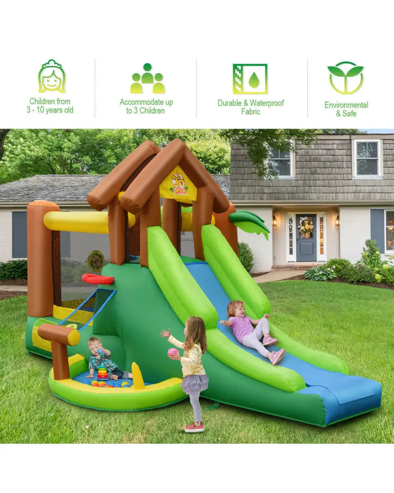 Kids Inflatable Jungle Bounce House Castle with 735W Blower - Bounce House