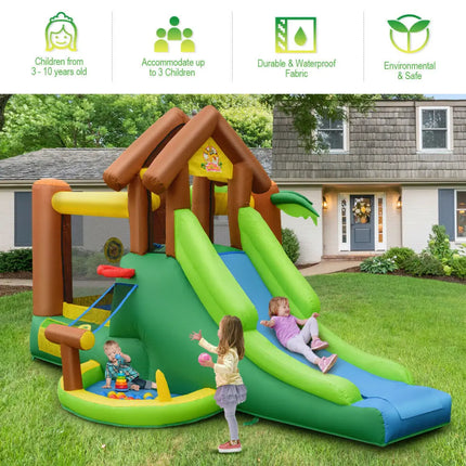 Kids Inflatable Jungle Bounce House Castle with 735W Blower - Bounce House