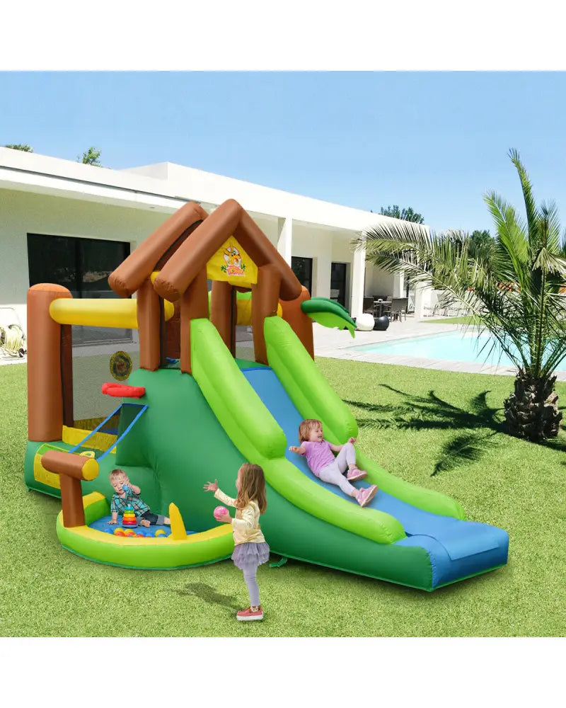 Kids Inflatable Jungle Bounce House Castle with 735W Blower - Bounce House