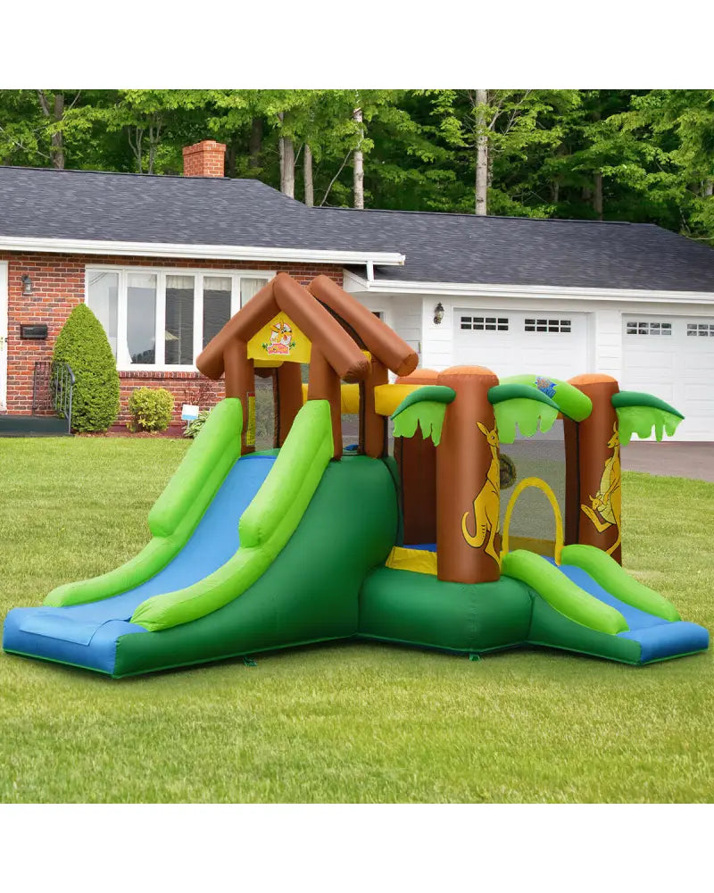 Kids Inflatable Jungle Bounce House Castle with 735W Blower - Bounce House