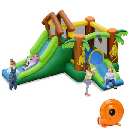 Kids Inflatable Jungle Bounce House Castle with 735W Blower - Bounce House